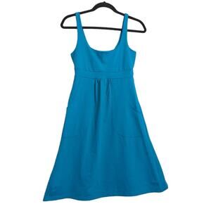 Susana Monaco Womens A Line Dress Green Blue Pockets Scoop Neck Sleeveless S